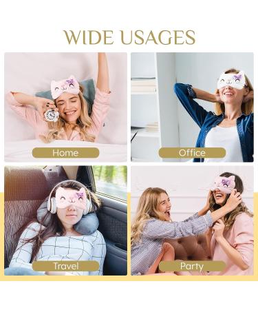 DAZAIGE 2-Piece Soft Plush Cartoon Cat Eye Masks for Women, Girls, and Kids - Perfect for Home, Travel, and Rest - Pink/White - Buy Online on GoSupps.com