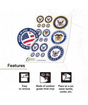US Navy Emblem Logo Sticker Set - Officially Licensed Vinyl Decal for Laptop, Water Bottle, Car, Scrapbook - United States Navy Seal Design (3 Seals) - Buy Online on GoSupps.com