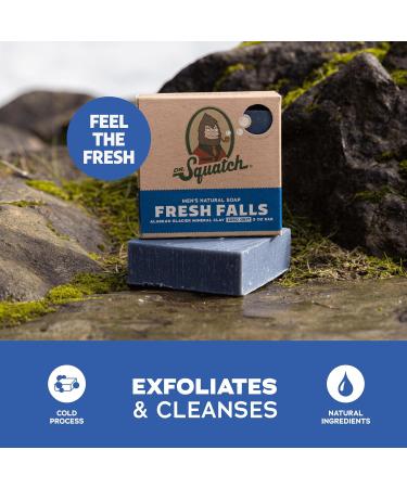 Dr. Squatch Men's Bar Soap - 5-Pack Fresh Falls - All Natural Bar Soap for Men - 5 Bars of Soap - Smell like a Crisp Forest Waterfall - Buy Online on GoSupps.com
