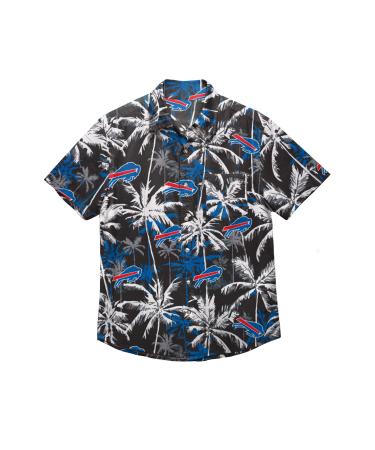 FOCO Men's NFL Team Logo Floral Aloha Tropical Button Up Shirt Buffalo Bills Small Black Floral
