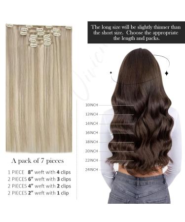 Vivien Clip In Extensions - 7pcs 120g Real Human Hair - Smooth Dark Blonde & Gold Blond #16/22 - 50cm (20 inch) Remy Clip Extensions - Buy Online on GoSupps.com