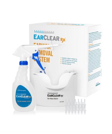 Earwax Removal System by Nuance Medical EarClear Rx  Safest Ear Flush Solution for Adults and Kids Self Use- Rigid Tip Ear Cleaning Kit with Basin and 20 Disposable Tips
