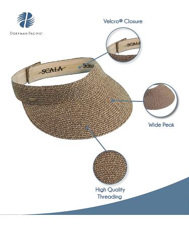 Scala Women's Paper Braid Visor in Coffee/Black - One Size - Buy Online on GoSupps.com