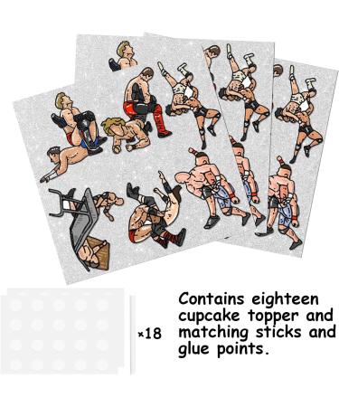 18pcs Glitter Wrestling Boy Dessert Cupcake Topper Wrestling Theme Decor Supplies Boy Man Wrestler Happy Birthday Party Decorations - Buy Online on GoSupps.com