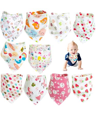 Tomodoks Baby Bandana Dribble Bibs Baby Bibs for Drooling and Teething 10 Pcs Super Soft and Absorbent for Newborn Toddler M