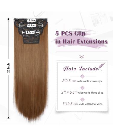 Buy Clip-In Hair Extensions - 50cm Thick Smooth 5-Part Set - Strawberry Blonde/Brown Mix for Women - Buy Online on GoSupps.com