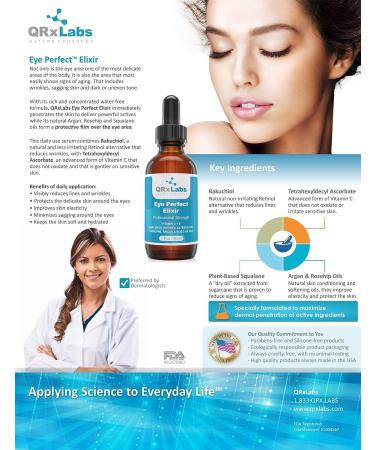 Eye Perfect Elixir - Bakuchiol, Argan & Rosehip Oils, Squalane, Vitamin C & E - Anti-Aging Serum for Bags, Puffiness, Wrinkles, Crow's Feet - Buy Online on GoSupps.com