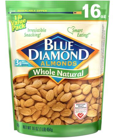 Blue Diamond Almonds, Raw Whole Natural, 16 Ounce