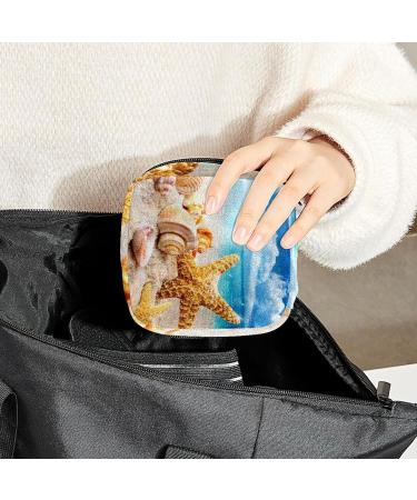 GIAPB Period Bag | Sanitary Napkin Storage & Travel Makeup Pouch | Oceans & Beach Shell Color - Buy Online on GoSupps.com