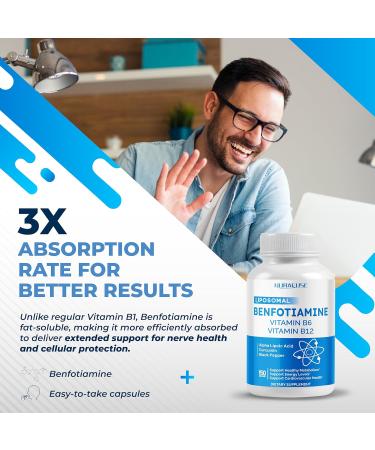 Liposomal Benfotiamine with Vitamin B6 Vitamin B12 Alpha Lipoic Acid Curcumin - Support Healthy Metabolism Energy Levels- Made and Tested in The USA 150 count (pack of 1) - Buy Online on GoSupps.com