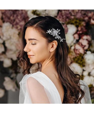 AW BRIDAL Cubic Zirconia Wedding Hair Comb - Silver Flower Bridal Hair Clip for Brides & Bridesmaids - Buy Online on GoSupps.com