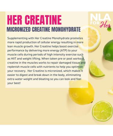 Her Creatine Monohydrate Micronized for Women - Lean Muscle Growth & Recovery - Vegan Lemon Lime Sorbet Flavor - 30 Servings - Buy Online on GoSupps.com