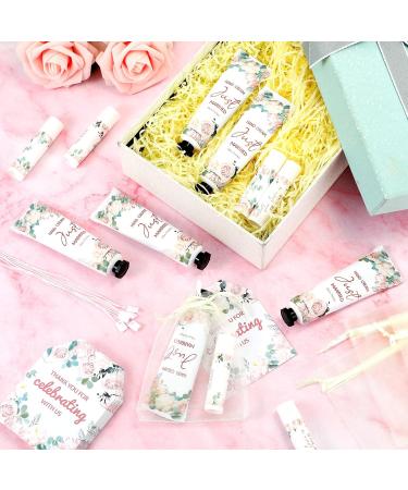 25 Set Wedding Lip Balms & Hand Cream Gift Set - Perfect Bridesmaid Gift for Bridal Shower with Thank You Cards & Bags - Floral Moisturizing Collection - Buy Online on GoSupps.com