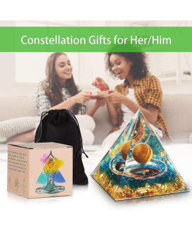 HuiJuKeJi Healing Crystals Aquarius Orgonit Pyramid - Zodiac Constellation Gifts with Tiger Eye Crystal - Astrology Energy Healing 6cm - Buy Online on GoSupps.com
