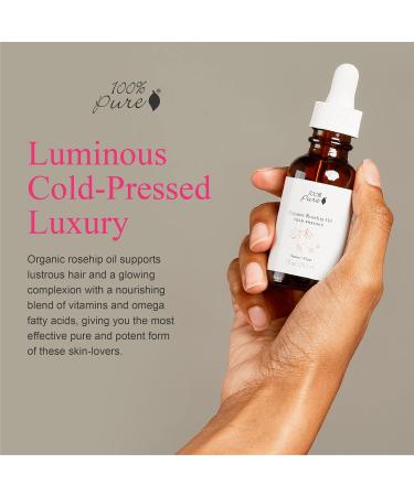 100% Pure Organic Rosehip Oil Moisturizer | Hydrating Face Body & Hair Oil | Cold-Pressed Vegan | Omega Fatty Acids for Glowing Skin - 1oz - Buy Online on GoSupps.com