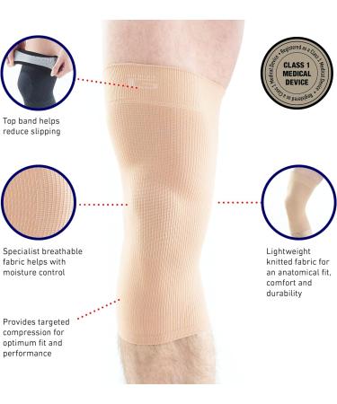 Neo-G Small Knee Support Compression Sleeve - Ideal for Running, Sports & Daily Wear - Breathable Multi Zone Design for Sprains, Strains, Joint Pain & Weak Muscles - Size S (30-34cm) - Beige - Buy Online on GoSupps.com