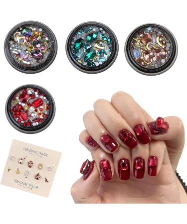 FEIlei Clear Crystal Nail Rhinestones 3D Nail Gems Nail Diamonds Metal Nail Studs - Buy Online on GoSupps.com