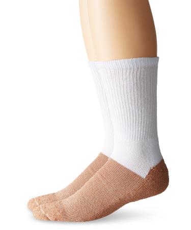 Copper Sole Men's Cupron Pro Therapy Diabetic Crew Socks Without Logo  White  Shoe Size: 4-10
