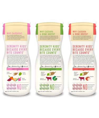 Serenity Kids Organic Grain-Free Puffs 6+ Months - Variety Pack (Carrot/Broccoli/Tomato) | No Added Sugar, Gluten, Rice, Allergen-Free Snack for Toddlers & Babies - 1.5 oz (Pack of 6) - Buy Online on GoSupps.com
