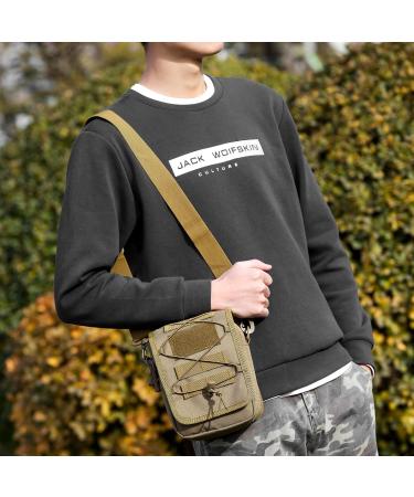 HUNDVP Tactical Shoulder Bag - Waterproof Molle Sling Backpack for Military Outdoor Hiking & Camping - Multifunctional Messenger Crossbody Bag in Brown - Buy Online on GoSupps.com