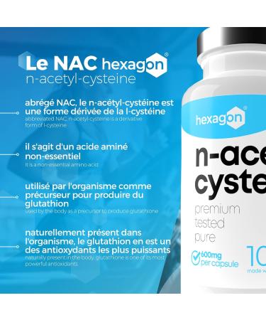 NAC N-Acetyl-Cysteine 600mg - +3 Months of Treatment - Antioxidant & Detoxifying - Made in France - Glutathione Boost - Liver Detox & Protection - 100 Vegetable Capsules - Vegan - No Additives - - Buy Online on GoSupps.com