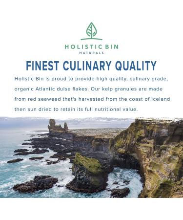 Wild Icelandic Dulse Flakes - Culinary Grade Organic Seaweed Superfood by Holistic Bin | Pure Atlantic Dulse Seaweed for Soups, Smoothies & Seasoning | Rich in Iodine & Minerals - Buy Online on GoSupps.com