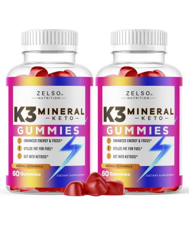 (2 Pack) K3 Mineral Gummies by Zelso Nutrition The Original K3 Formula Pills Now In Gummy Advanced Vitamins Plus Multivitamin 60 Day Supply 30.0 Servings (Pack of 2)