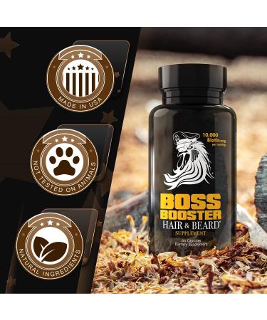 Bossmen Boss Booster - Beard Growth Supplement for Men - 10,000 MCG Biotin & MSM - Hair Growth Vitamins - Buy Online on GoSupps.com