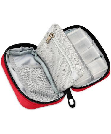 Naanle Red Cross Pill Box - Portable 7 Day Travel Organizer Bag for Vitamins & Supplements - Compact Multi-Colored Design - Buy Online on GoSupps.com