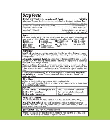 Umcka Allergy & Sinus Relief - Cherry Flavor, 20 Tablets | Nature's Way - Buy Online on GoSupps.com