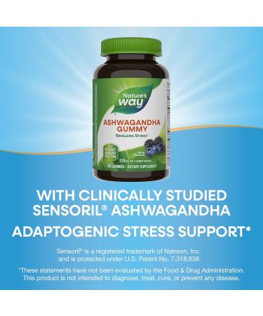 Nature's Way Ashwagandha Gummies Reduce Stress with Adaptogenic Herb* 125 mg Per 2-gummy Serving Berry Flavored 90 Gummies (Packaging May Vary) - Buy Online on GoSupps.com