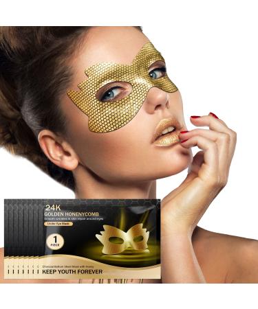 24k Gold Eye Masks  Under Eye Patches Honeycomb Eye Treatment Mask for Dark Circles and Puffiness  Eye Care Pads Skincare Reduce Puffy Wrinkles Eye Patch Gift for Adults Women Men Kids Girls -8 PCS