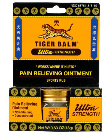 Tiger Balm Ultra Strength Rub Balm Alcohol Free Cruelty Free 0.63 Ounce (Pack of 6)
