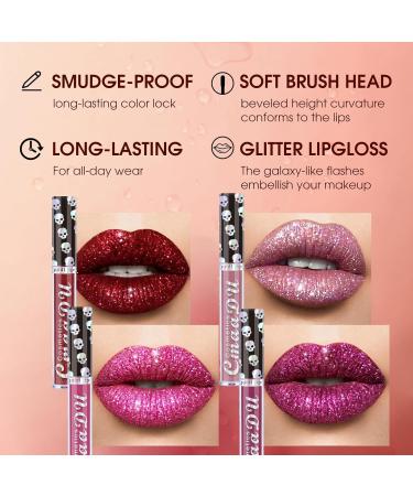 AKARY Shimmer Liquid Lipstick - Long Lasting Waterproof Glitter Gloss Skull Diamond Metallic Finish High Pigment Nonstick Cup Lip Makeup for Women - 08 - Buy Online on GoSupps.com