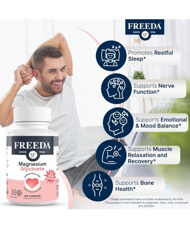 Freeda Magnesium Glycinate | High Absorption Chelated Magnesium | No Oxide | Supports Sleep Muscle & Nerve Function | Non-GMO Vegan Kosher | Gentle on Digestion | 90 Capsules 90 Count (Pack of 1) - Buy Online on GoSupps.com