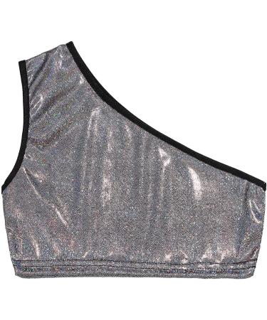 KKmeter Kids Girls One-Shoulder Sequins Dance Crop Top Performance Tank Vest 9-10 Black - Buy Online on GoSupps.com