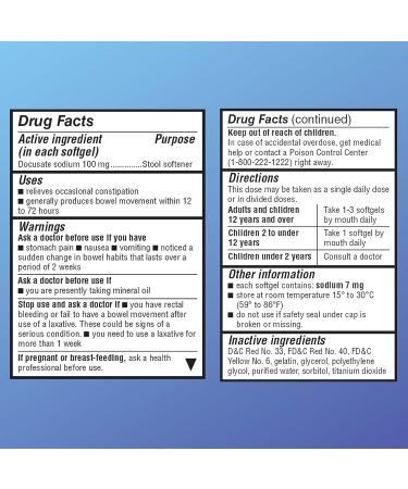 Quality Choice Stool Softener Laxative 100mg Docusate Sodium - 100 Softgels - Buy Online on GoSupps.com