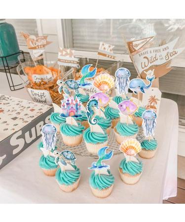 32 Pack Mermaid Cupcake Toppers Under The Sea Octopus Starfish Mermaid Tail Cupcake Picks Jellyfish Seahorse Coral Cupcake Decorations for Baby Shower Under The Sea Party Birthday Cake Decorations - Buy Online on GoSupps.com