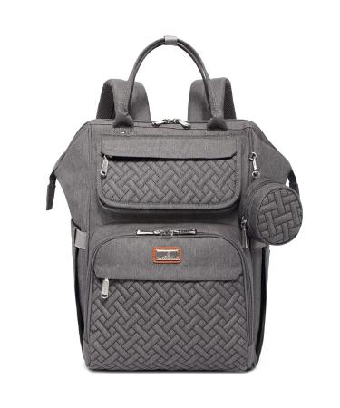 Babbleroo diaper bag Backpack Multifunctional large diaper backpack baby bag with diaper pad & stroller belt & pacifier bag dark gray