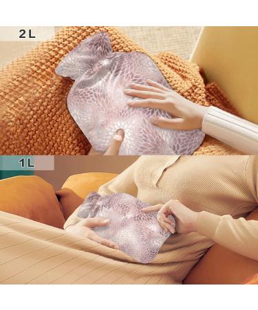 Hot Water Bottle 2L with Cover - Rose Gold Abstract Flowers | Pain Relief & Winter Warmth - Buy Online on GoSupps.com