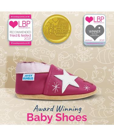 Soft Sole Leather Baby Shoes for 12-18 Months - Pink Stars - Unisex Toddler Walking Shoes - Buy Online on GoSupps.com