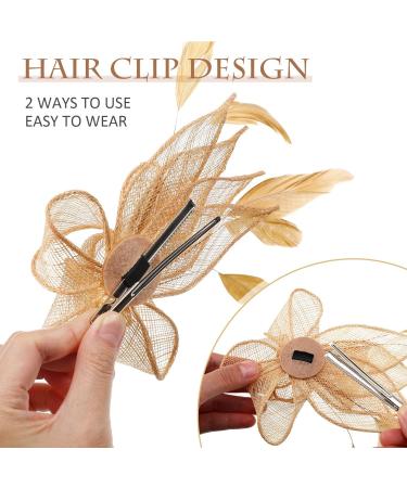 Lurrose Fascinators Hat Headband Women Tea Party Hair Clip 1920s Prom Queen Headpiece for Special Events Wedding Party (Golden) 22X18X5CM - Buy Online on GoSupps.com