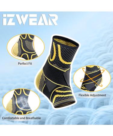 Ankle Brace Pair for Plantar Fasciitis & Sprained Ankle | Copper Infused Compression Support Sleeves for Men & Women - Large - Buy Online on GoSupps.com