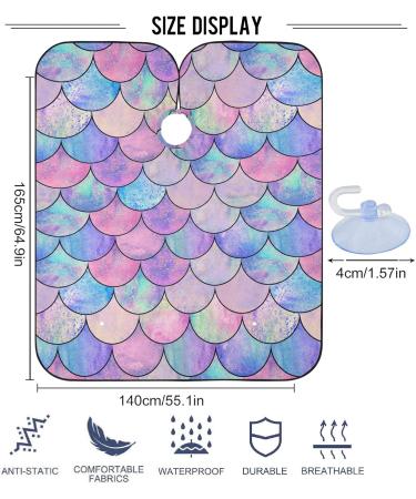 visesunny Barber Cape Magic Mermaid Scale Polyester Hair Cutting Salon Cape Apron Anti-Static Haircut Water-Resistant Shaving Cloth Beard Shaving Bib Hairdressing Cape Multi23 Large - Buy Online on GoSupps.com