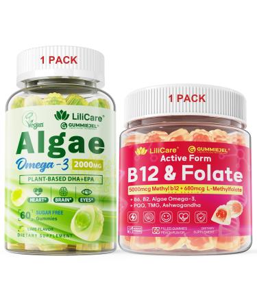 Bundle: Algae Omega 3 Gummies 1 Pack & Methyl B12 + L-Methylfolate Gummies 1 Pack