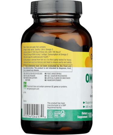 Country Life Omega 3 Fish Oil 1000 Mg 100 Ct - Buy Online on GoSupps.com