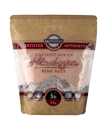 SaltWorks Ancient Ocean Himalayan Pink Salt, Fine Grain, 5 Pound Bag 5 Pound (Pack of 1) Fine