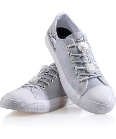 Schn rrlie Elastic Laces - 100 cm White Round Flat No-Tie Shoelaces with Quick Lock for Kids & Adults - International Shipping Available - Buy Online on GoSupps.com