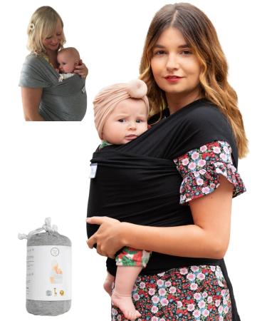DaisyGro Certified Organic Baby Sling Carrier GOTS Organic Small/Medium or Plus Size Black or Grey CPSC Safety Tested Plus 16+ Black