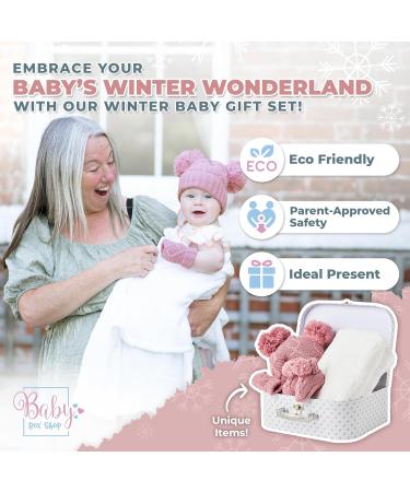 Baby Girl Winter Gift Set - Fleece Blanket, Hat, Booties, Gloves | Newborn & Baby Shower Winter Clothes | Warm Baby Gifts in Standard Rose - Buy Online on GoSupps.com